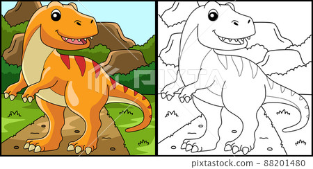 Tyrannosaurus Dinosaur Coloring Page Illustration Tyrannosaurus Dinosaur Coloring Page Illustration 88201480