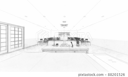 Funeral hall CG illustration 88201526