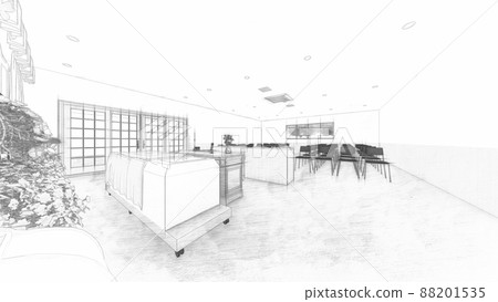 Funeral hall CG illustration 88201535