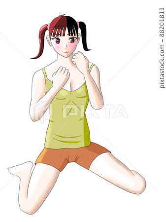 坐在吊帶背心的辮子女孩 88201811