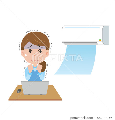 A woman who gets cold with an air conditioner 88202036