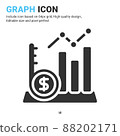 Graph icon vector with glyph style isolated on white background. Vector illustration result sign symbol icon concept for digital business, finance, industry, company, apps, web and project 88202171