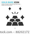 Gold bars icon vector with glyph style isolated on white background. Vector illustration jewellery sign symbol icon concept for digital business, finance, industry, company, apps and project 88202172