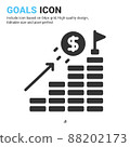 Goals icon vector with glyph style isolated on white background. Vector illustration target sign symbol icon concept for digital business, finance, company, apps, web and project 88202173