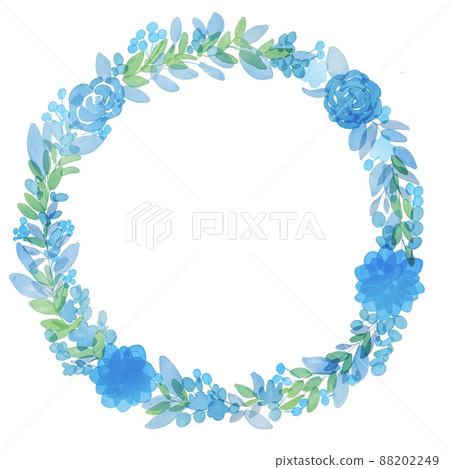 Watercolor. Wreath frame of roses and vegetation with a watercolor touch. Gradation color plant illustration. Watercolor. Wreath frame of roses and vegetation with a watercolor touch. Gradation color plant illustration. 88202249