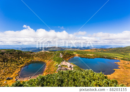Asahidake, Hokkaido, Meotoike during the autumn colors, Japan 88203155
