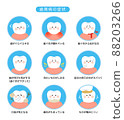 帶有牙周病症狀的可愛牙齒角色的插圖 88203266