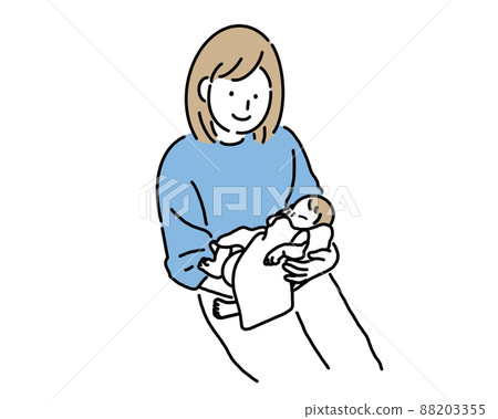 A woman holding a newborn baby and smiling 88203355