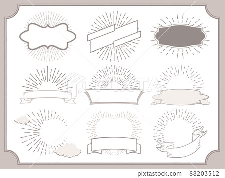 手寫旭日時尚框架、標題和標籤集 88203512