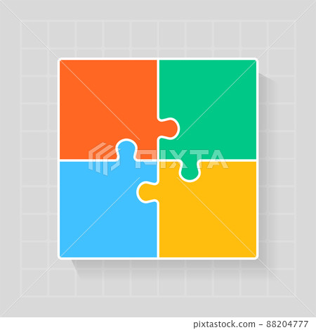 Four steps infographic, square puzzle template 88204777
