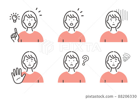 Facial expression and pose variation set of young housewife Facial expression and pose variation set of young housewife 88206330
