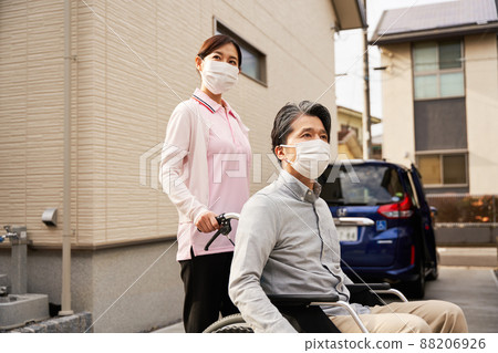 Men and women on wheelchairs 88206926