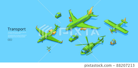Transport poster with airplanes, helicopter, cars 88207213