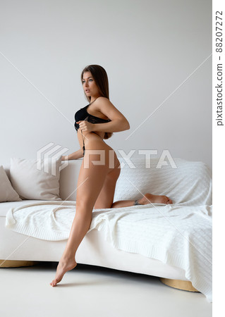 Provocative female in lingerie on sofa 88207272