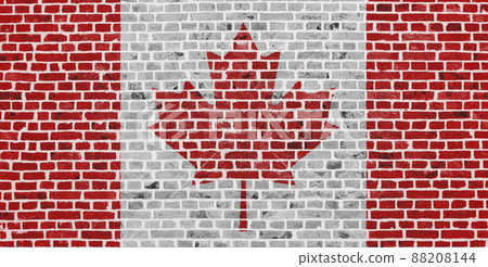 Flag of Canada painted on a brick wall 88208144