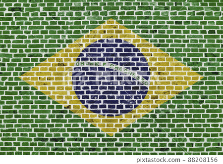 Flag of Brazil painted on a brick wall Flag of Brazil painted on a brick wall 88208156