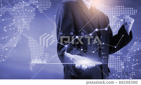 Stock market or forex trading graph and candlestick chart suitable for financial investment concept. Economy trends background for business idea and all art work design. Abstract finance background. 88208300