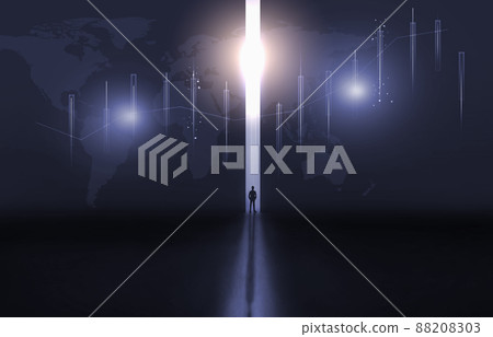 Stock market or forex trading graph and candlestick chart suitable for financial investment concept. Economy trends background for business idea and all art work design. Abstract finance background. 88208303