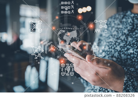 Transaction Artificial Intelligence and Technology Block Chain Connection. Security Transaction for Business Banking and E-Commerce. Global Money Transactions for Business Financial. Big Data Network Transaction Artificial Intelligence and Technology Block Chain Connection. Security Transaction for Business Banking and E-Commerce. Global Money Transactions for Business Financial. Big Data Network 88208326