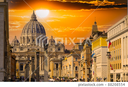 Saint Peter's Square, Vatican.,Rome, 03.20.2021, Basilica of Saint Peter, The grandiose square in 88208554