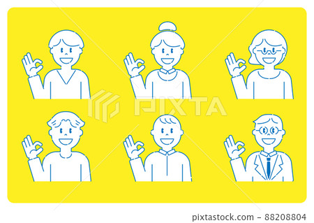 Various people who sign OK 1 Male and female line art Various people who sign OK 1 Male and female line art 88208804