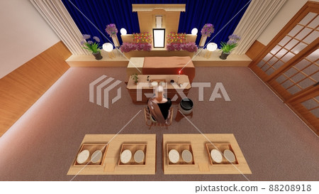 Funeral hall with people CG illustration Funeral hall with people CG illustration 88208918