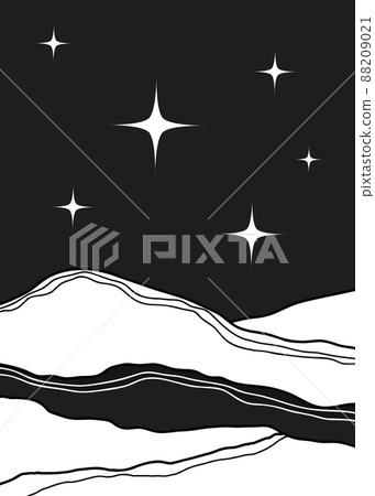 Mid century modern poster vector landscape boho poster with moon, stars, mountains for print, wall art, bedroom decor. Boho wall decor 88209021