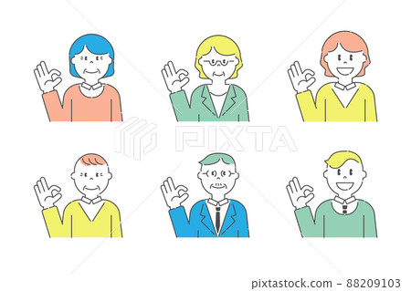 Various people who sign OK 10 Elderly and young people color Various people who sign OK 10 Elderly and young people color 88209103