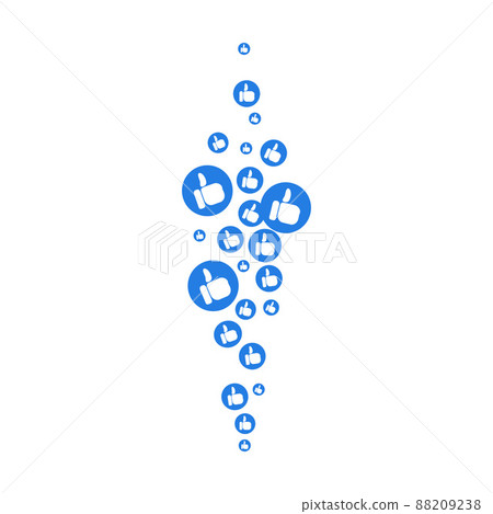 Likes and thumbs flying up for stories and live streams. Thumbs icons for social media ui. Vector illlustration 88209238