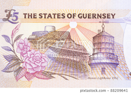 Fort Grey and Hanois lighthouse 1862 from Guernsey pounds 88209641
