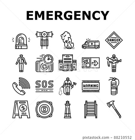 Emergency Helping In Accident Icons Set Vector Emergency Helping In Accident Icons Set Vector 88210552