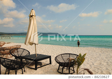 Tropical summer day in the white sandy beach in Koh Rong Island, Cambodia 88210627