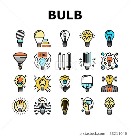 Bulb Electrical Energy Accessory Icons Set Vector Bulb Electrical Energy Accessory Icons Set Vector 88211046