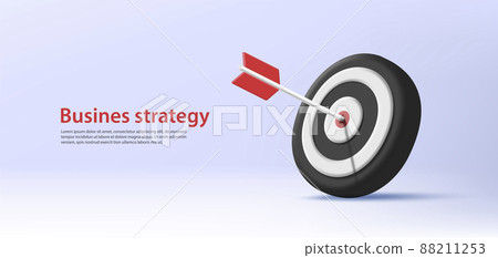 Business strategy web banner with 3d render target board with arrow Business strategy web banner with 3d render target board with arrow 88211253
