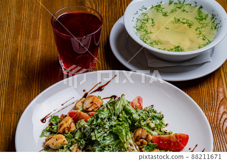 Breakfast including compote, salad, soup Breakfast including compote, salad, soup 88211671