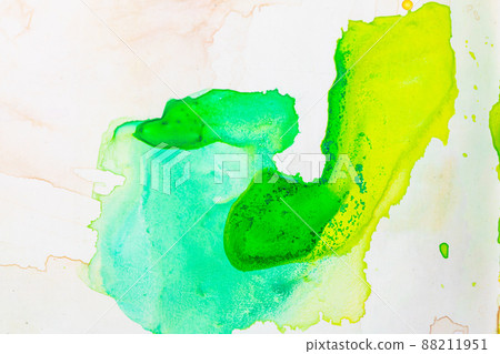 Abstract expansion of yellow and green colors of watercolor. Abstract expansion of yellow and green colors of watercolor. 88211951