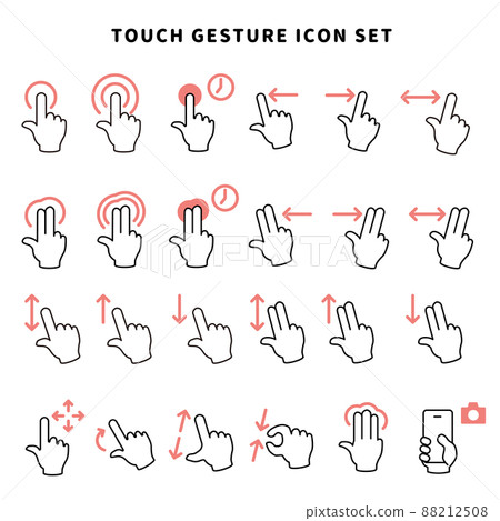 Vector illustration set of hand icon line drawing (operation of smartphone tablet) Vector illustration set of hand icon line drawing (operation of smartphone tablet) 88212508