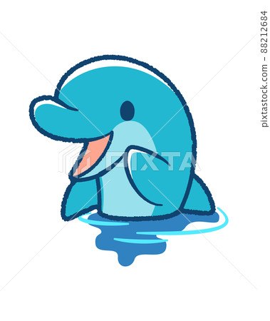 水面上有一條線的微笑海豚的變形圖 水面上有一條線的微笑海豚的變形圖 88212684