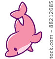 海豚向下游泳的變形插圖_帶線（粉紅色） 88212685
