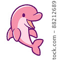 帶線條的笑海豚變形圖（粉紅色） 88212689