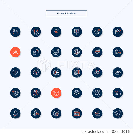 與廚房、烹飪和食物相關的圖標集合 88213016