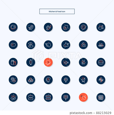 A collection of icons related to kitchen, cooking and food 88213029