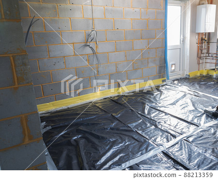 Preparation stage of underfloor heating installation, DIY Preparation stage of underfloor heating installation, DIY 88213359