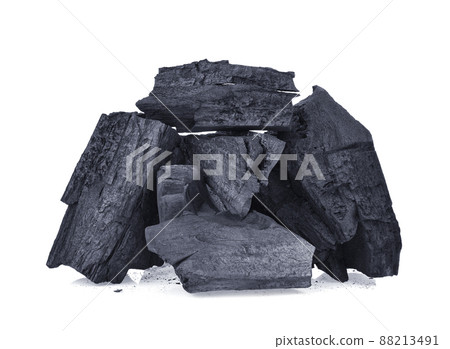 Pile of charcoal isolated on white 88213491