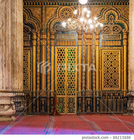 Shrine of Muhammad Ali with golden decorations, Mosque of Muhammad Ali, Citadel of Cairo, Egypt 88213886