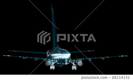 Airliner consists of luminous lines. Transport and technology concept 88214132