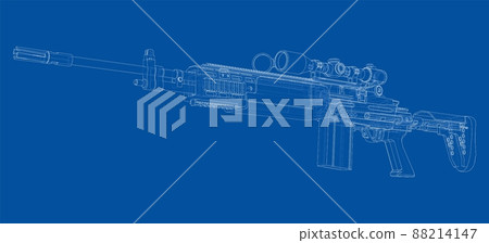 Machine Gun. Vector rendering of 3d 88214147