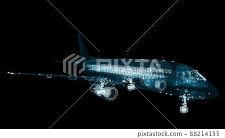 Airliner consists of luminous lines. Transport and technology concept 88214155