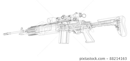 Machine Gun. Vector rendering of 3d 88214163