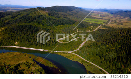 Curved road in the mountains. Turka towm Curved road in the mountains. Turka towm 88214210